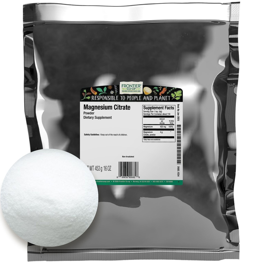 Frontier razsute magnezijev citrat v prahu, 16 Ounce