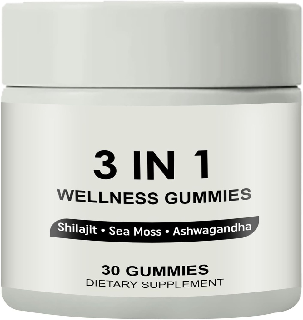 3 v 1 Gumies, 3 v 1 Shilajit Gumies za moške, Pure Shilajit Wellness Gumies(Shilajit + Sea Moss + Ashwagandha), Shilajit Gumies za moške, Non-GMO