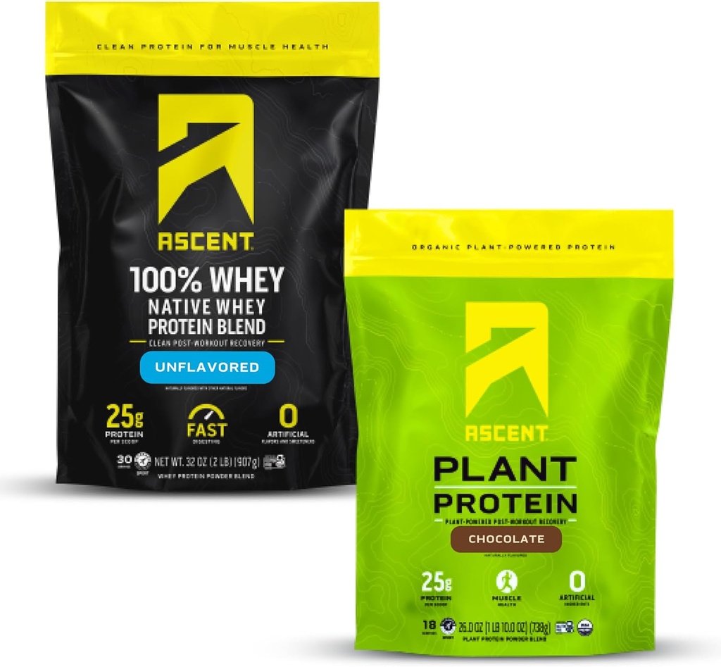 Vzpon Whey + Rastline Beljakovine v prahu - nearomatizirani 2 lb in čokolada 18 Serving