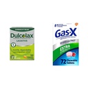 Dulcolax Relief Relief Laxative for Gentle Constipation Relief, Bisacodil 5 mg tablete, 50 Count & Gas-X Extra Jakost Žvečljivi plin Relief tablete s simetikonom 125 mg za blaženje napihnjenosti