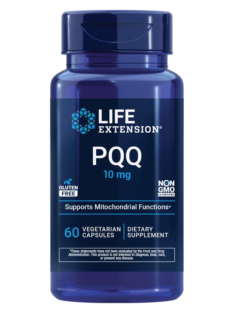Podaljšanje življenja PQ Caps – pirolokinolin kinon, 10 mg – Spodbuja rast novih mitohondrijev, ATP, energijska podpora – gluten-free, ne-GMO, vegetarijansko – 30 kapsul