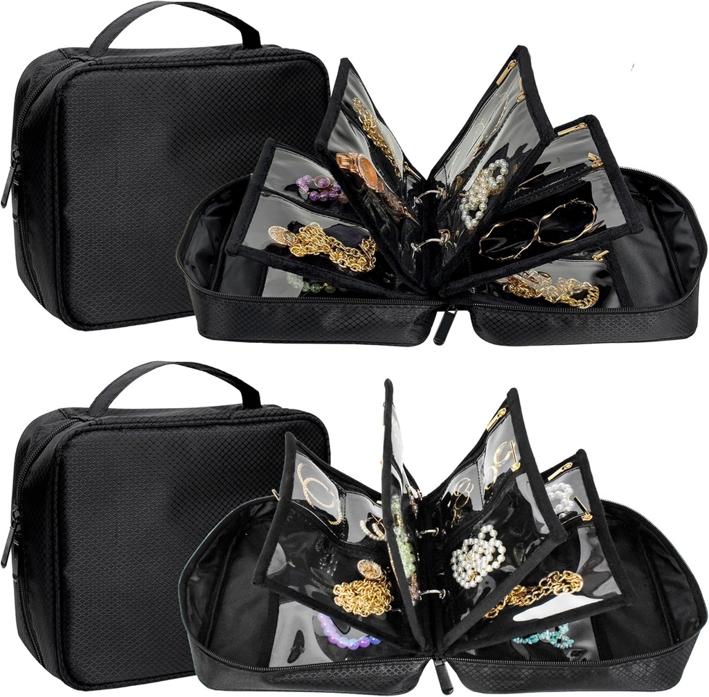 2 PCS Travel Nakit Organizator Primeri, Majhne Nakit vrečke s Clear Zipper Velvet vrečke za potovanje