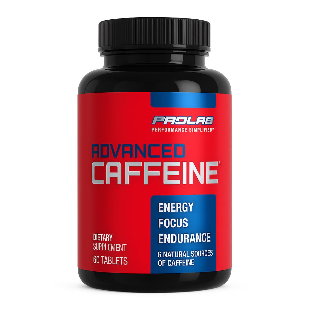 ProLab Nutrition Advanced Caffeine 200mg, hitro delujoče naravne tablete kofeina z izvlečkom zelenega čaja, čisto energijo, mentalno fokus (60 pack od 1)