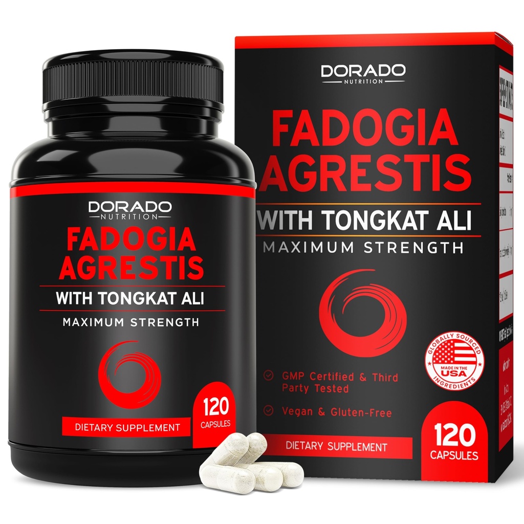Fadogia Agrestis in Tongkat Ali dopolnilna mešanica zmogljivosti - (120 kapsul) - Največja moč - pogon, atletska zmogljivost in mišična masa - Gluten Free, Non-GMO, Veganske kapsule - ZDA Made