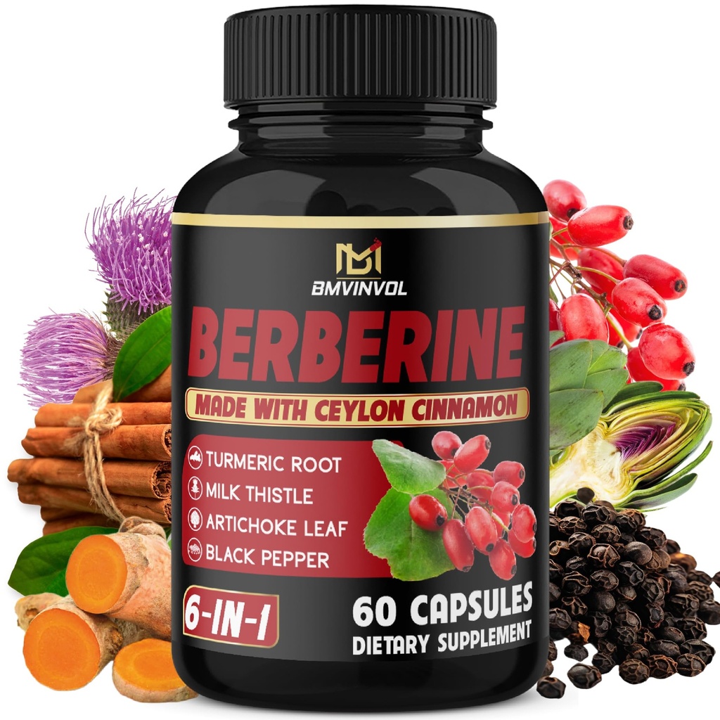 Berberine s Ceylon Cimetom, Kurkuma, Milk Thistle, Artichoke, Black Pepper - 60 Count - Pack po 1