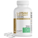 Bronson L-Lysine Extra Jakost 1000 MG na tableto Visoka jakost, Imunska podpora in podpora Sinteza kolagena, ne- GMO, 250 vegetarijanske tablete