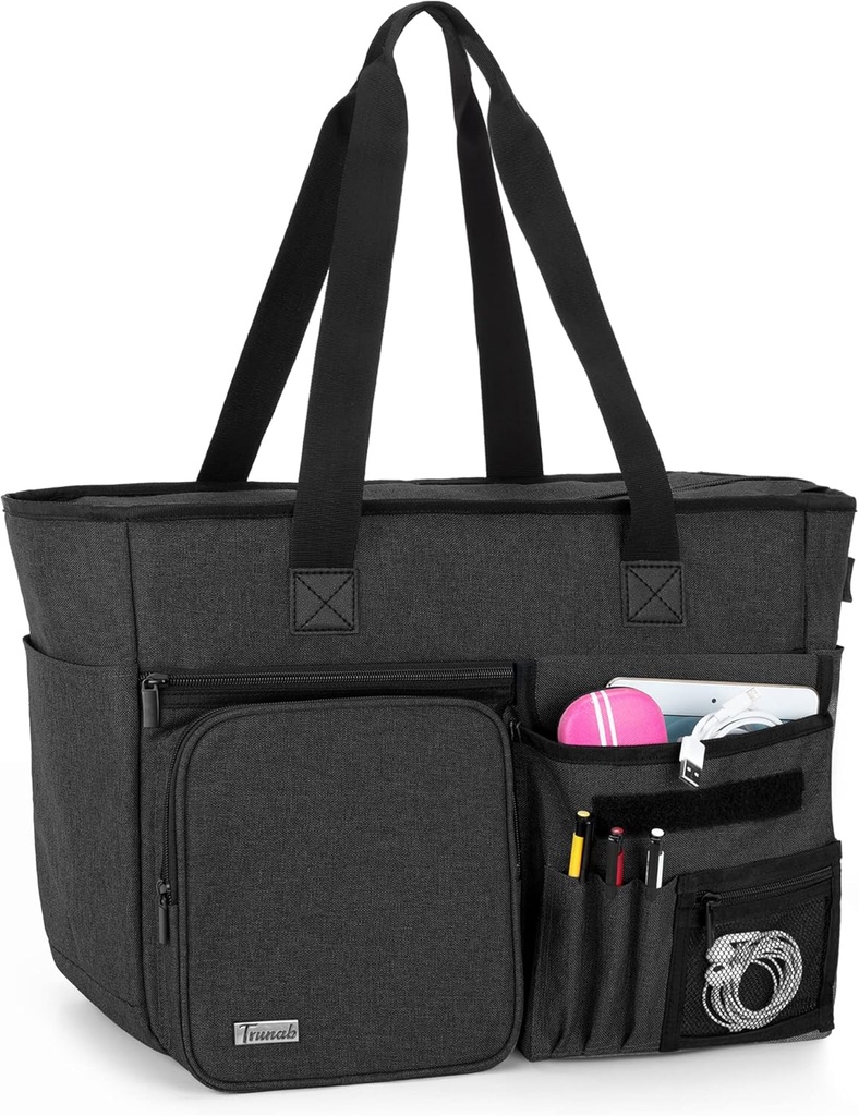 Trunab učitelj Tote Bag Delovna vreča z več žepi in oblazinjeni kompartment za do 15.6”Laptop