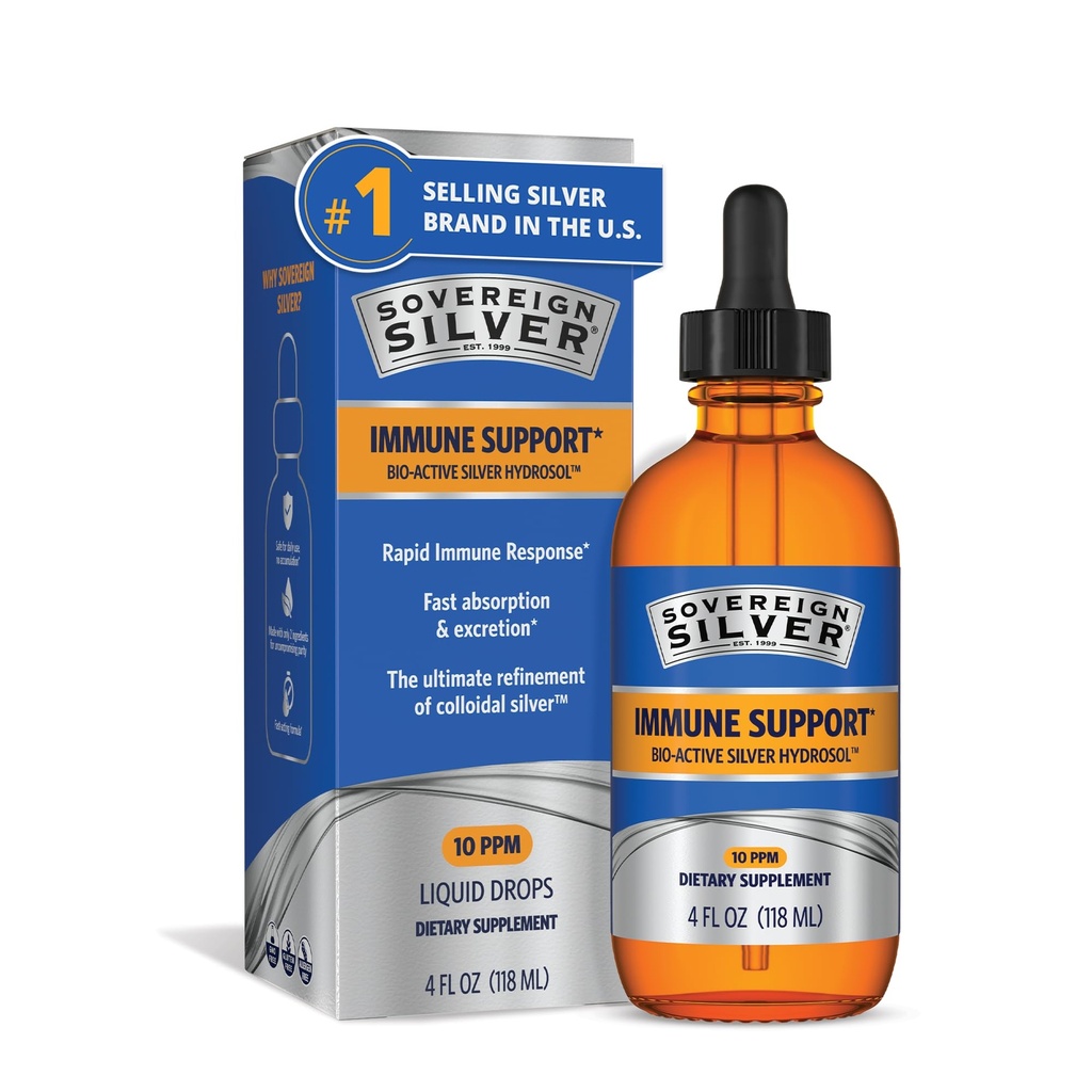 Sovereign Silver Immune Support, Colloidal Silver, 4 fl oz (118 mL)