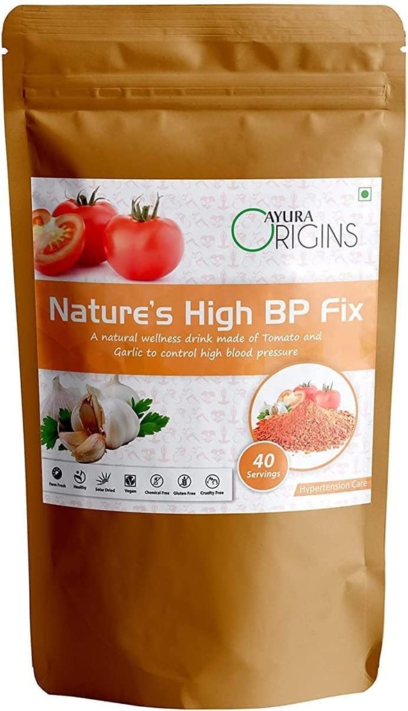 BETT AYURA Narava visoke BP fix, Herbal dodatek za pomoč nižje visok krvni tlak, hipertenzija Relief, podpira zdravje srca, izdelan s čistim paradižnikom in česen prahu, 200 Grams