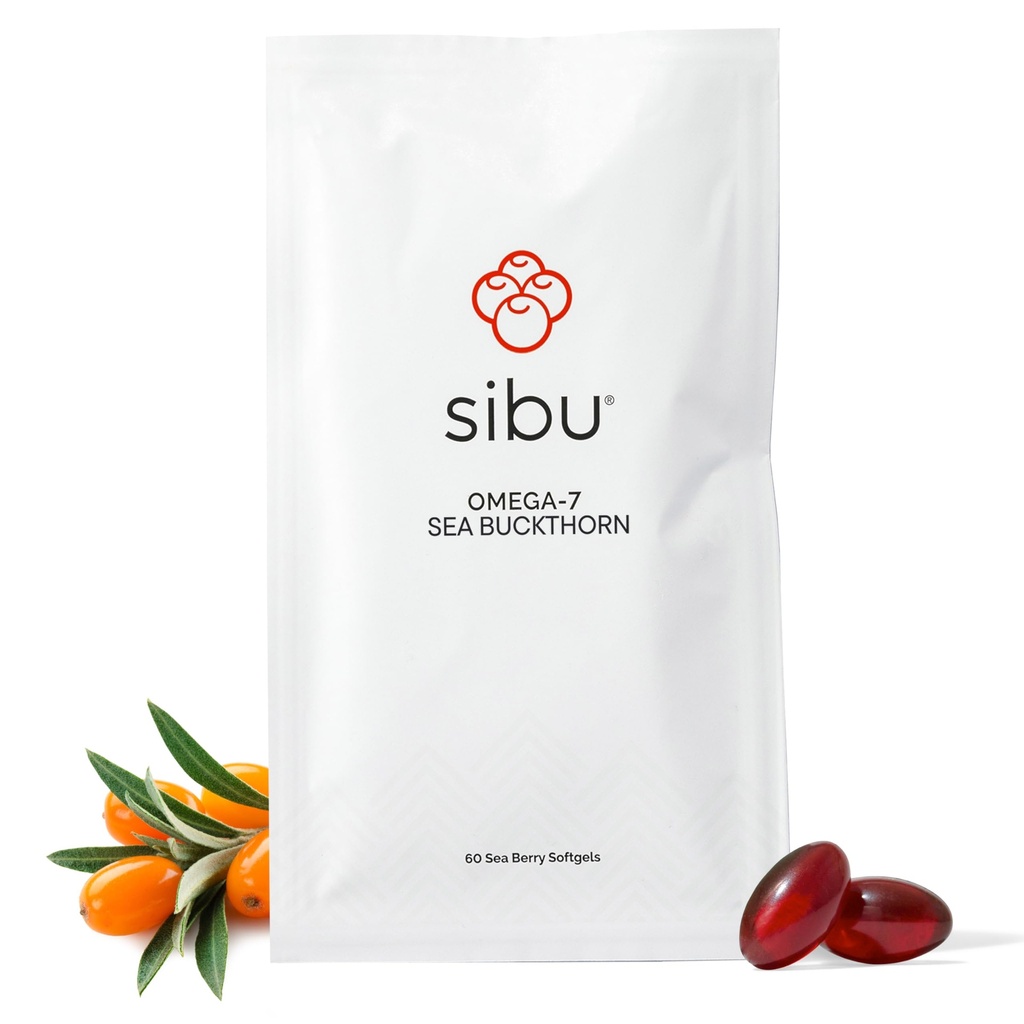 sibu Sea Buckthorn Omega-7 Softgels (30-dnevno ponovno polnjenje Sachet) – Dopolnilo za zdravo kožo, lase, nohte in suhost