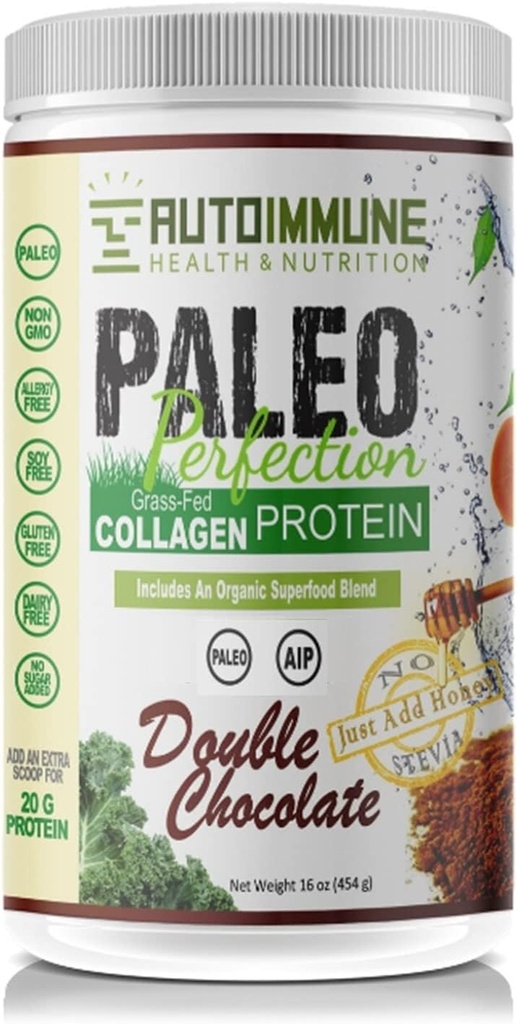 Autoimune Health & Nutrition Paleo Perfection Dvojni čokoladni proteini v prahu (NO STEVIA, AIP Elizacijska faza Compliant), 16 Ounce (Pack po 1)