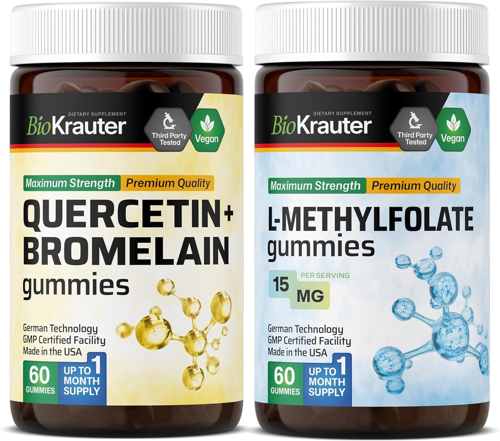 BIO KRAUTER Quercetin z bromelainom 60 Gumijev in L-metilfolata 60 Gumijev