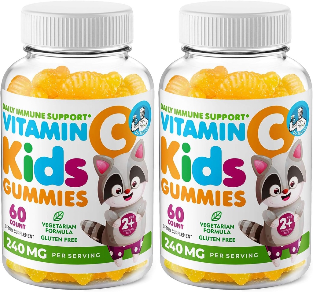 DR. MORITZ Vitamin C Gumiji za otroke in odrasle 240 mg - Imunska podpora nizkosladko žvečljivi vitamini za malčke - Vegetarijanska želatina brez otroške prehrane dodatek (Citrus Flavor) (120 Count)