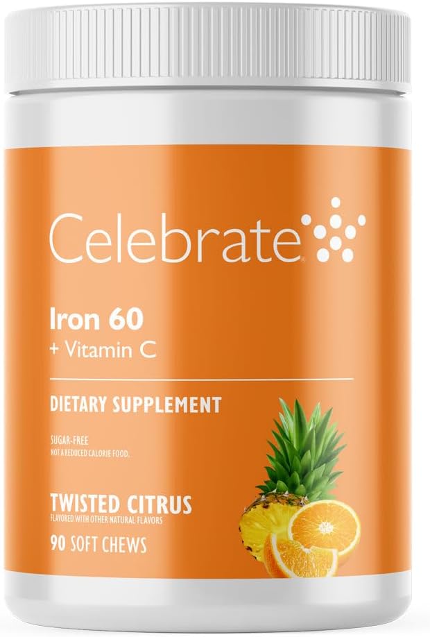 Praznovati vitamini železa dodatek s 60 mg železa in vitamina C – Citrus žvečenje za bariatrične bolnike, Gastric Bypass & rokavi Gastrectomy Podpora – 30 Tablete za vzdrževanje zdravja po operaciji
