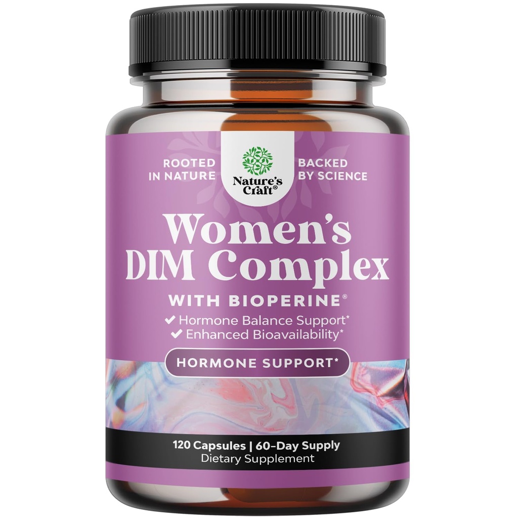 Narava Obrt Močni DIM Dopolnilo za ženske - Hormonsko ravnovesje za ženske z DIM in črno poper Menopause Podpora in PMS Relief - Menopause Dodatki Dodatna moč 300mg na postrežbo
