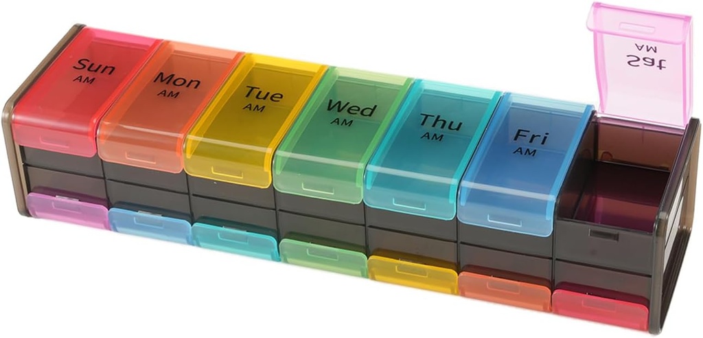 Ekstra velike tedenske tablete Organizator,GrnPeak Jumbo 7-Day Vitamin Organizator 2 krat na dan, da imajo zdravila, Cod Jetra olje in dodatki