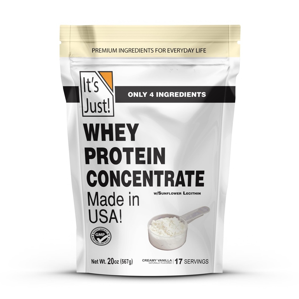 To je samo! 100% Whey Protein Concentrat, Izdelano v ZDA, Premium WPC-80, Natural Vanilla Flavor (1,25 funta, /Vanilla)