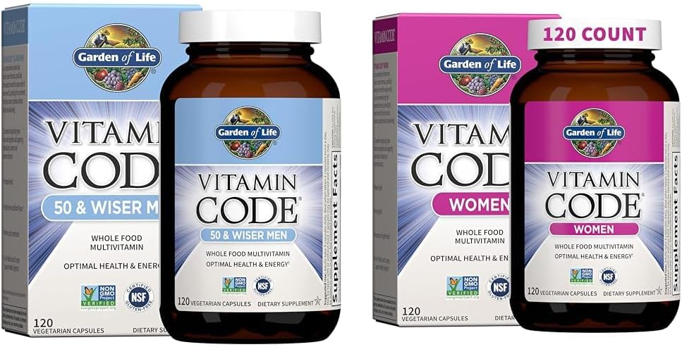 Vrt življenja Moški in ženske multivitamini, vitaminska koda 50 & Wiser Moški 120 Kapsule in vitaminska koda Ženske več 120 Kapsule