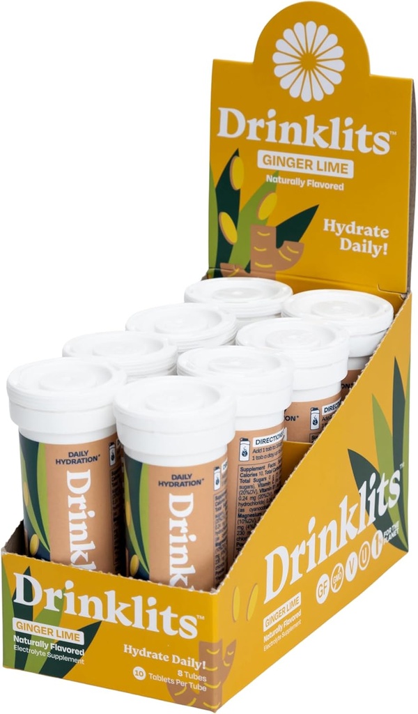 Pijače Ingver Lime Elektrolit Športni Drink Fizzy Hydration Tablete (8) Tube Bundle 