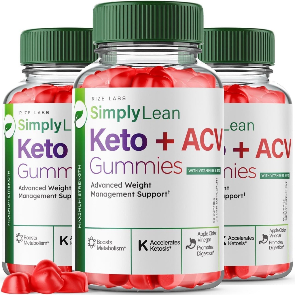 Rize laboratoriji (Pack 3 Preprosto Lean Keto + ACV Gummies za napredno hujšanje, prehranska dopolnila, Največja moč Gomitas, Napredni pregled Formule (180 Gummies)