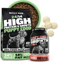 Bully Max 24/14 High Protein Puppy Food (5lbs.) in kužki vitamini (30 žvečljivih tablet) za razvoj in rast paket – mišice, imuno, kosti in prebavna podpora v majhnih in velikih pasem mladičev