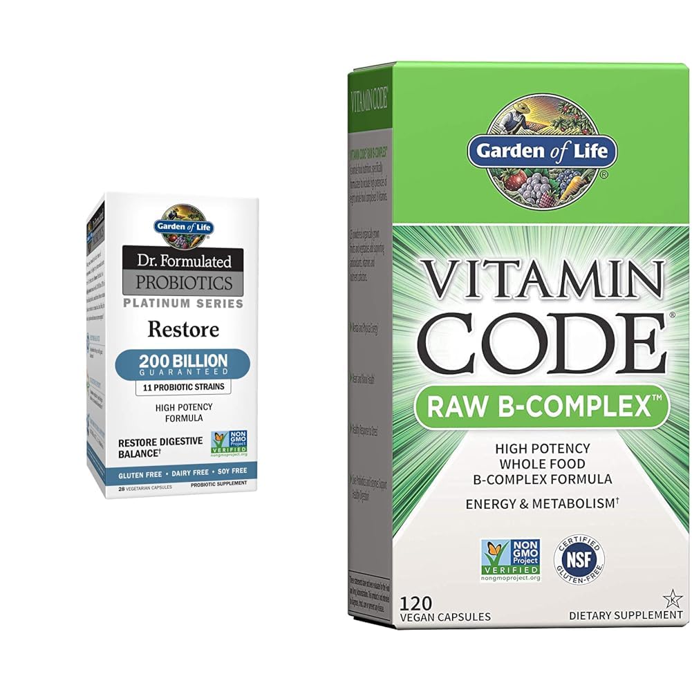 Vrt življenja Dr. Oblikovani probiotiki Platinum Series Obnovi 200 milijard CFU & vitamin B kompleks - Vitamin Code Raw B Complex - 120 Veganskih kapsul