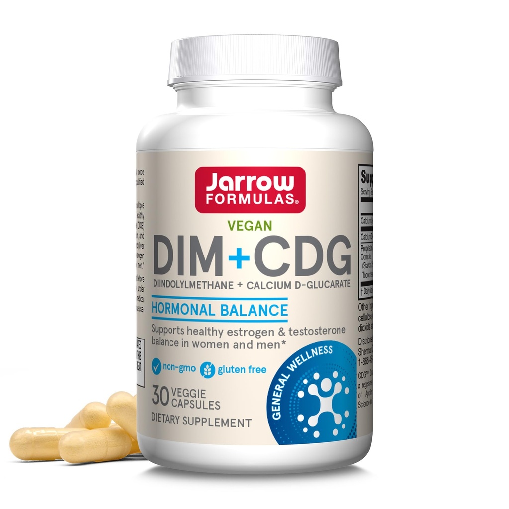 Jarrow Formule - DIM + CDG Veggie Kapsule - 30 Count - DIM & CDG dodatek - Za Hormonsko ravnotežje - Ne-GMO - Gluten Free