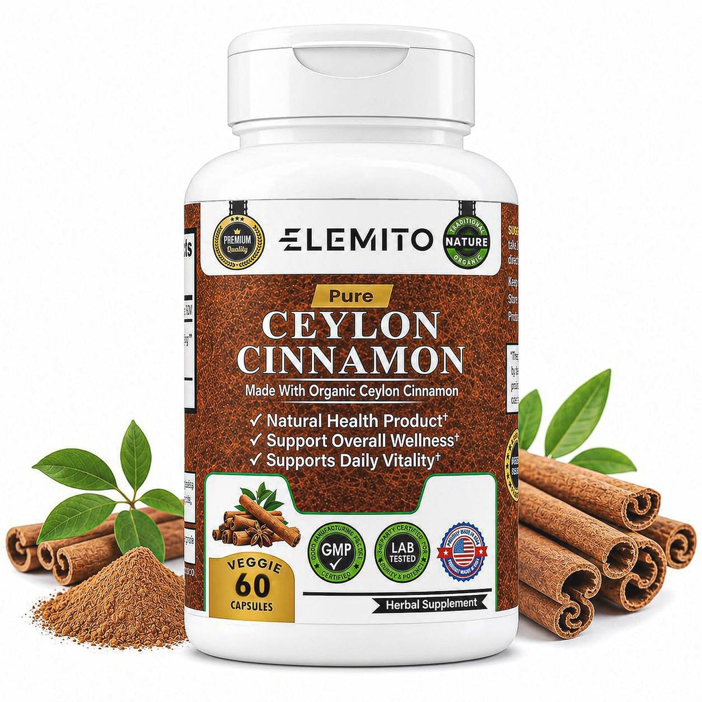 Organske cimetove kapsule, energija, srce in metabolizem Podpora, Certified Organic Ceylon tablete cimet, Non-GMO, Vegan, Gluten-free - 60 kapsul
