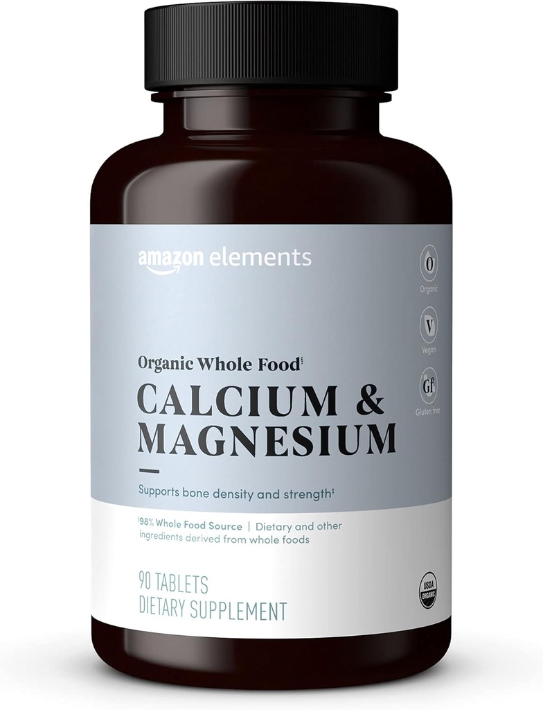 Elementi - Organska cela hrana kalcij & magnezij, vegan, brez glutena, 90 tablet