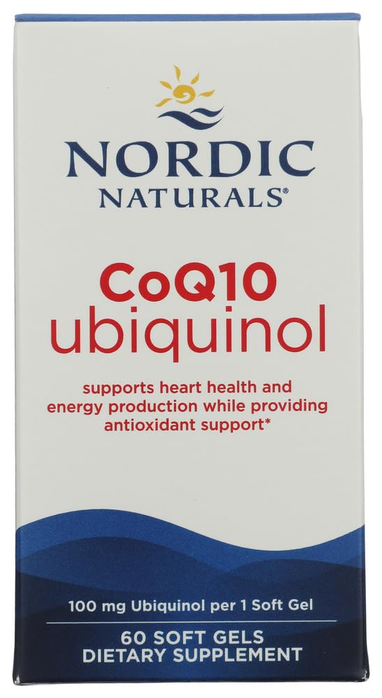 Nordic Naturals Nordic CoQ10 Ubiquinol - 60 Mini Soft Gels - 100 mg Koencim Q10 (CoQ10) Ubikinol - Zdravje srca in možganov, proizvodnja celične energije, podpora antioksidantom - Non-GMO - 60 Servinges