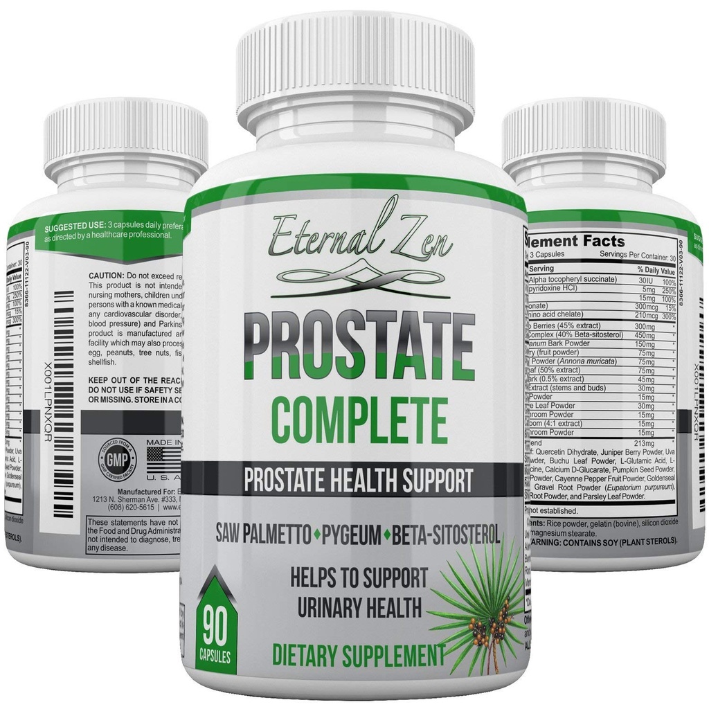 Prostata popolna zeliščna zdravstvena podpora dopolnila za moške, Saw Palmetto Sting Nettle Pygeum Beta-sitosterol Reishi Shiitake, 90 Count Kapsula