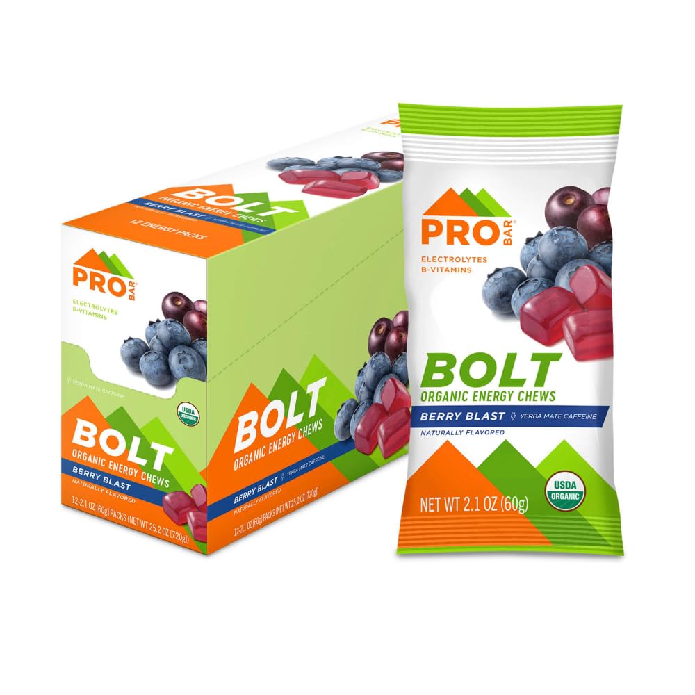 PROBAR - Bott Organic Energy Chews, Berry Blast, Non-GMO, Gluten-free, USDA Certified Organic, Zdravje, Naravna energija, Hitro gorivo Gumies z vitamini B & C (12 Count)