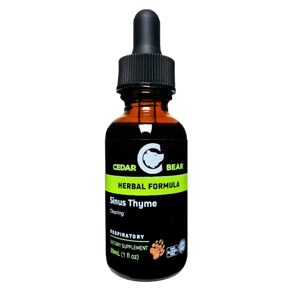 Cedar Bear Sinus Thyme tekoči zeliščni dodatek, ki podpira jasno delovanje v Sinuze in krepi imunske funkcije 1 fl oz / 30 ml