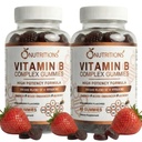 O HRANITVE Vitamin B Complex Vegan Gummies z vitaminom B12, B7 kot Biotin, B6, B3 kot Niacin, B5, B6, B8, B9 kot Folat za stres, energijo in zdravo imunski sistem (2 paket)