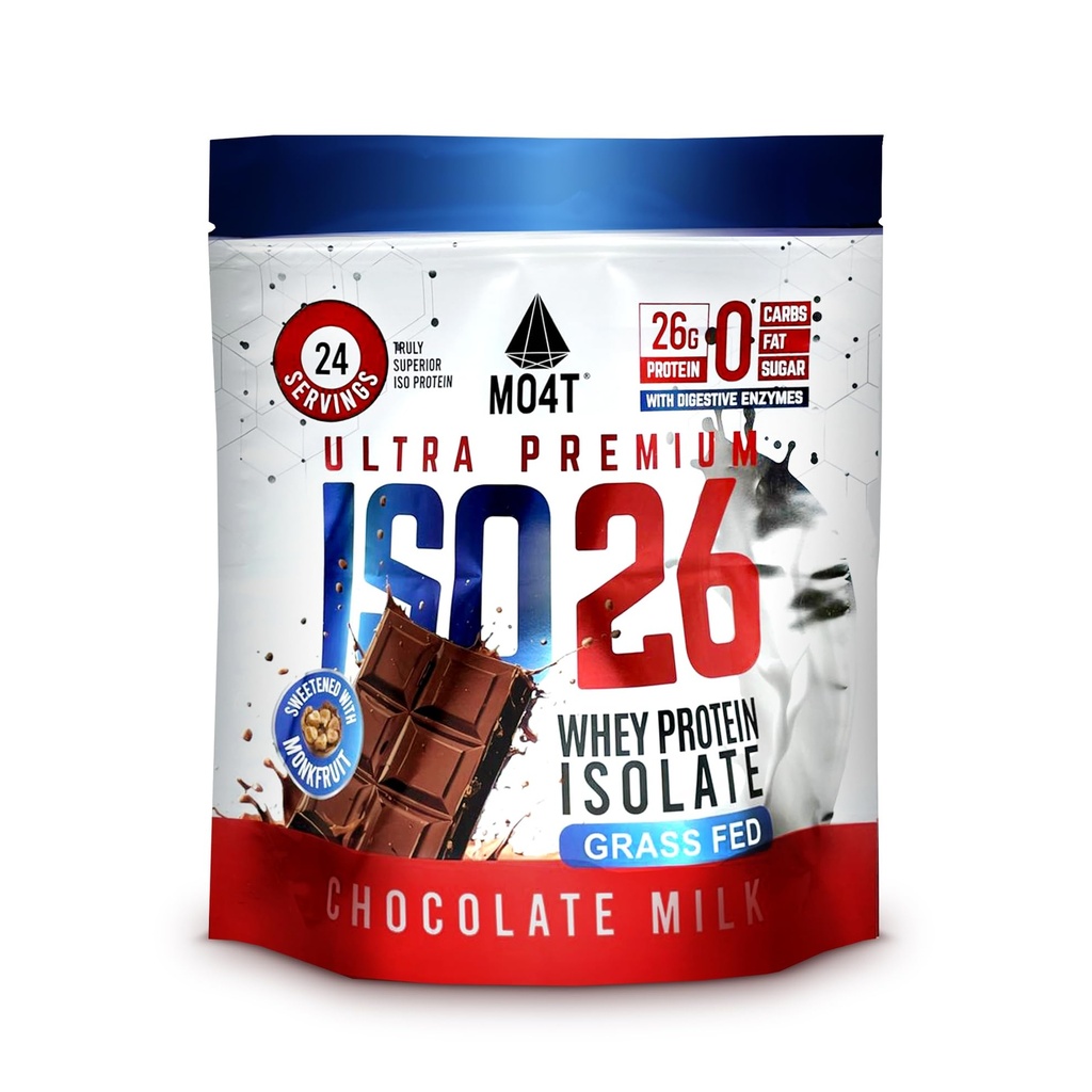 ISO26 Grass Fed Whey Protein Izolat brez umetnih sladil. Seveda sladkan z Monk Sadje, 1.6 Pounds, 24 Serving, Čokoladno mleko.