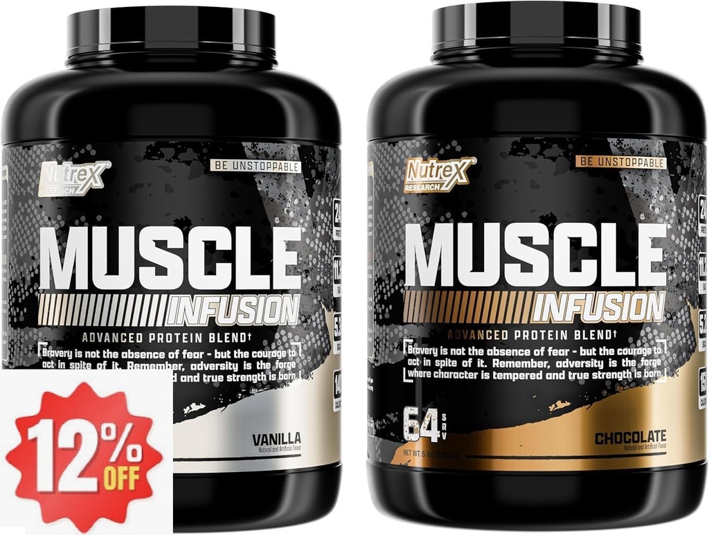 Bunde Whey Protein Powder, Vanilla in Chocolate Muscle Infusion Izolate EAA & Hi BCAA za mišice Gain - 5 funtov - Muscle Builder za moške in ženske, Športna prehrana, Okus in tekstura