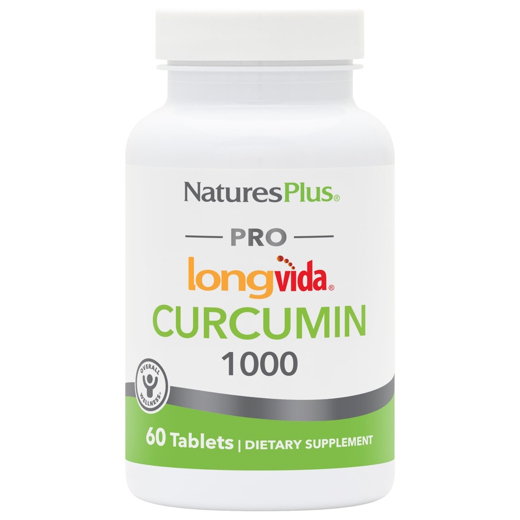NaturesPlus PRO Longvida Curcumin 1000 mg - 60 tablet - spodbuja zdravo brezplačno radikalno zaščito - Non-GMO, Vegan & Gluten Free - 60 storitev