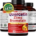 Premium visoka čistost Quercetin 98% z Bromelain kapsule za največjo moč z zelenim čajem Ashwagandha - Podpira splošno zdravje moč energije - 150 dni