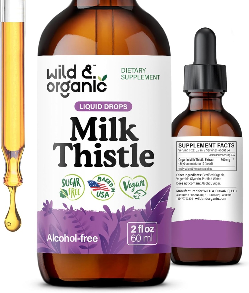 Divje in organsko mleko Izvlečki Omake - Podpora za čiščenje jeter - mleko Omake jeter Detox Tinkture - Silymarin dodatek - Silybum Marianum semena - Vegan, sladkor in alkohol brez - 2 fl oz