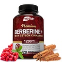 NutriFlair Premium Berberine HCL 1200mg, 120 kapsul - Plus Pure True Ceylon Cinamon, Berberine HCI Root Supplements Tablete - Imunski sistem - daje optimalen 8% HCl