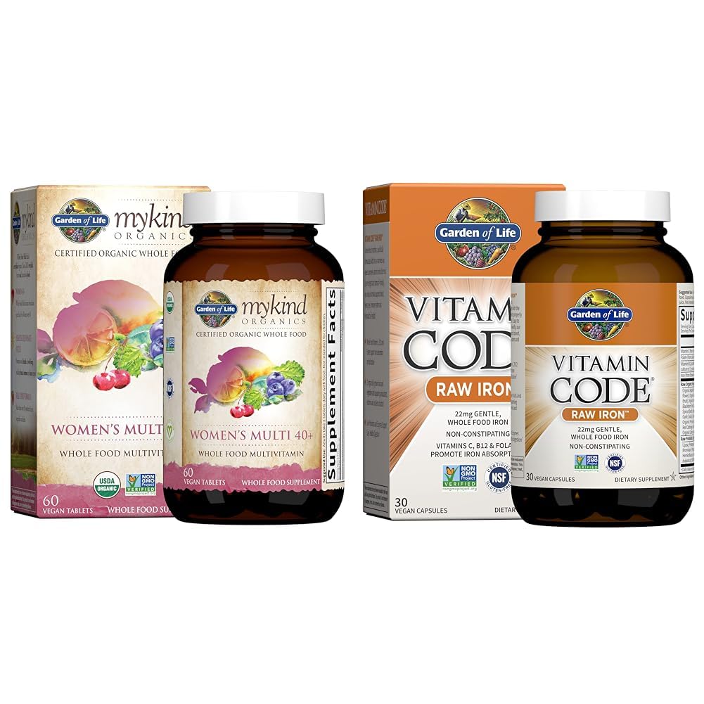Vrt življenja Organski vitamini za ženske 40+ - 60 tablet, ženske Multi 40+, veganski vitamini in vitaminska koda Surovo železo 30ct kapsule
