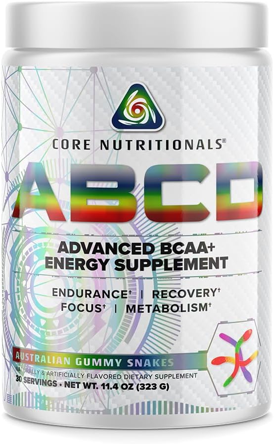 Core Nutritionals Platinum ABCD Advanced BCAA Energy Supplement, Izboljša vzdržljivost, recovery, in Focus 30 Servings (Avstralske Gummy Snakes)