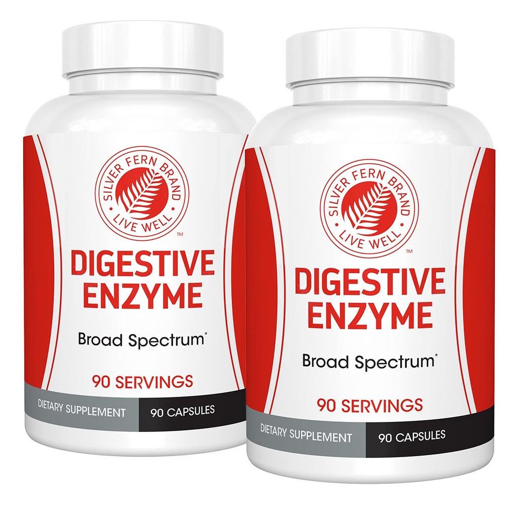 Srebrna Fern Blagovna znamka Ultimate High Potency Prebavni Enzyme dodatek - 2 steklenice - 100% črevesni pokrov - Prebavni Comfort - Izboljšati odpornost hrane