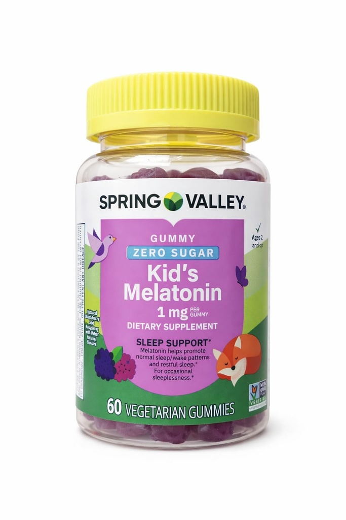 Spring Valley Vegetarian Melatonin Gumies za otroke, podpora za spanje, 60 Ct + vaš vitamin vodnik