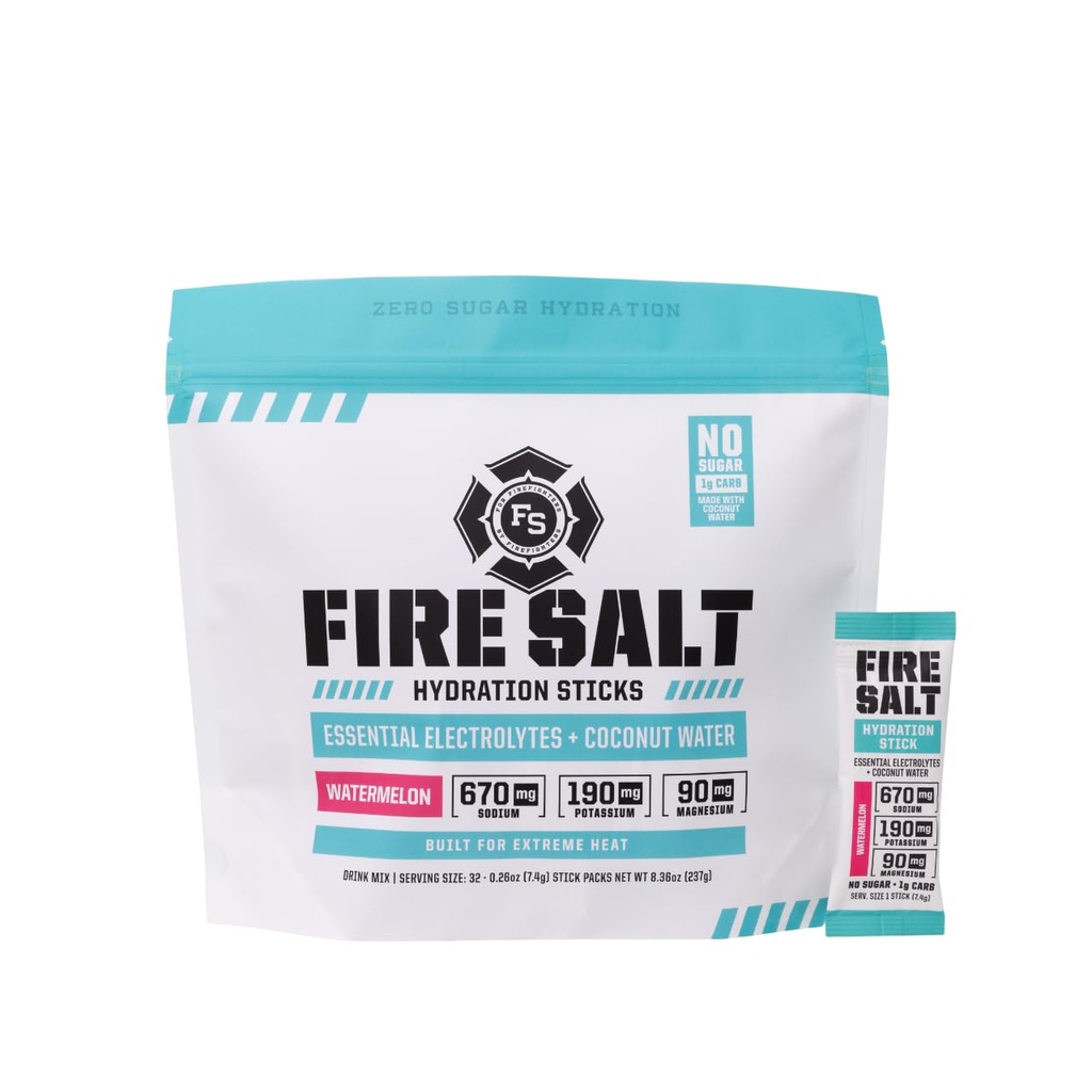 Fire Science Fire Salt Hydration Packs, Elektrolitis & Coconut Voda, Hydration Drink Mešamo z magnezijem, Kalij & Natrij, Nič sladkorja, eno servo Na Go Packs, lubenice aroma, 32 Število