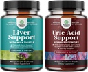 Sveženj jetrnega čistila Detox & Popravila - Silymarin Milk Thistle z Dandelion Root & Artichoke Extract in zelena kava Fižol ekstrakt za čiščenje sečne kisline in detox - Kurkuma Tart Cherry & Zelena semena