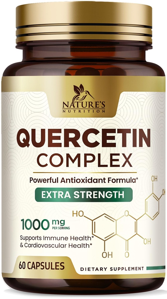 Quercetin dodatek 1000mg - naravna, rastlinsko-bazna podpora za imunske, celične, dihalne in sezonske spremembe - dodatna moč Quercetin Dihidrat iz Sophora Japonica - 60 Veggie kapsule