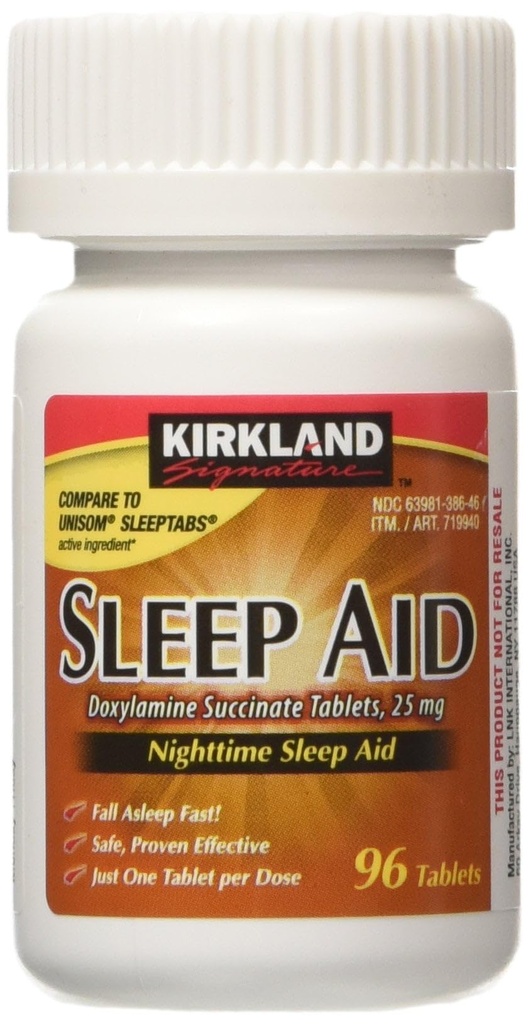 Kirkland Podpis Pomoč za spanje Doksilamin Sukcinat 25 Mg, 96-Count (1 steklenica) Pomoč za spanje ponoči