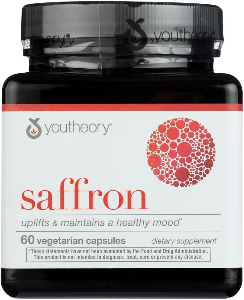 Youteory Saffron Advanced prehranska dopolnila, Elevates Mood & Duševno fokus, 60 kapsul