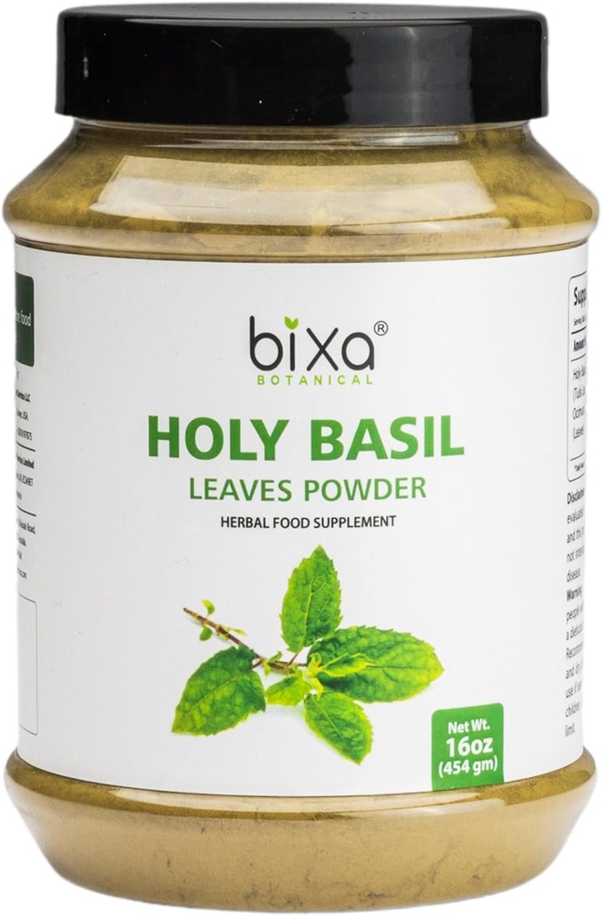 Tulsi Leaves Powder (sveti Basil Leaf, Ocimum Sanctum) Podpora Imuniteta, zdravo dihanje, oralna nega, Lahko se vzame s čajem 